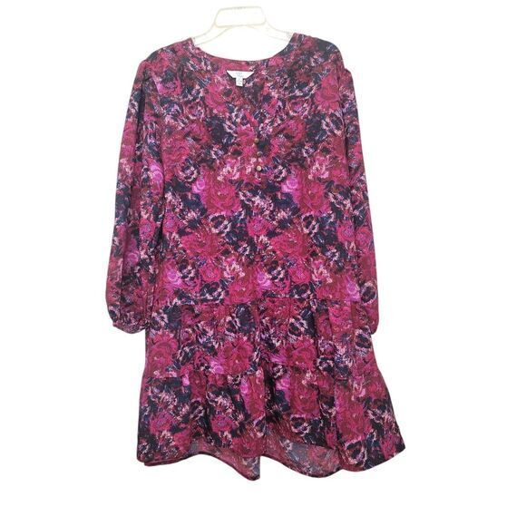 Womens Tiered‎ Floral Midi Fairy Cottagecore Long Sleeve Print Woven Dress L - Picture 5 of 8